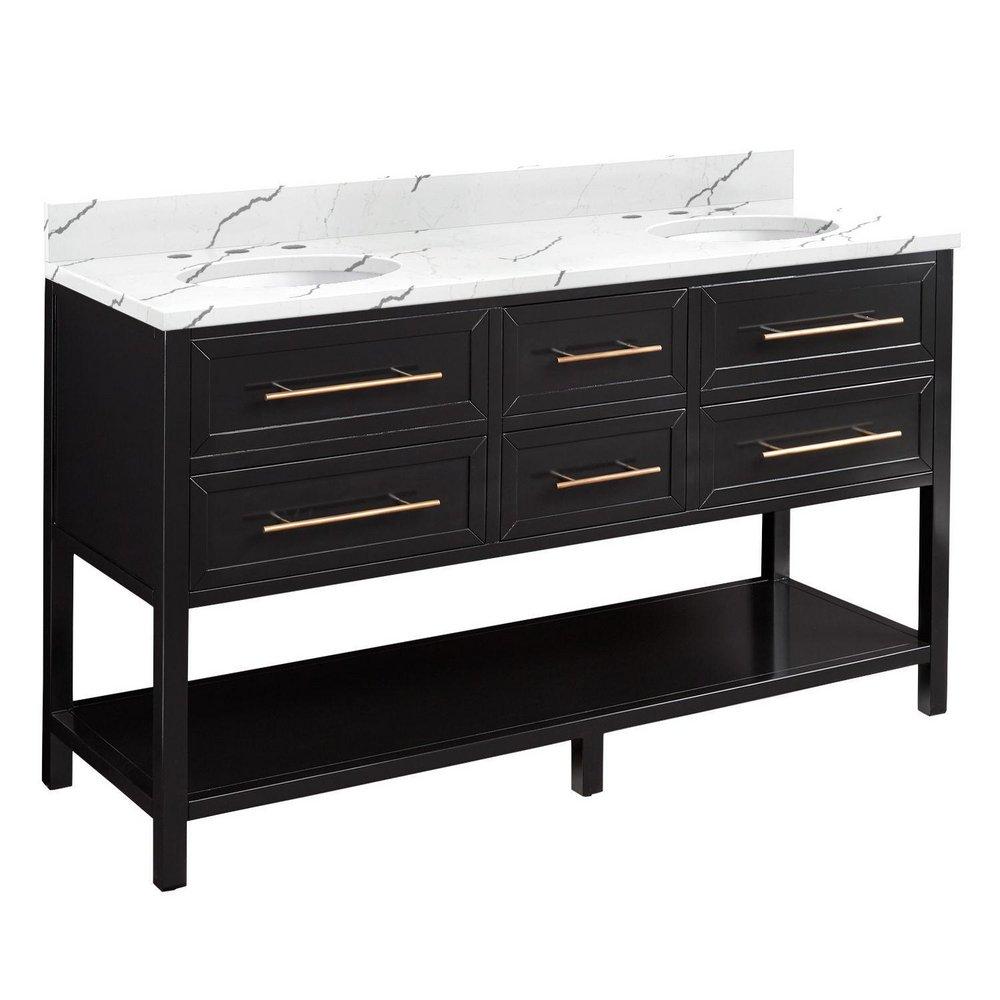 Signature Hardware Black 60 in. Floor Mount Vanity 