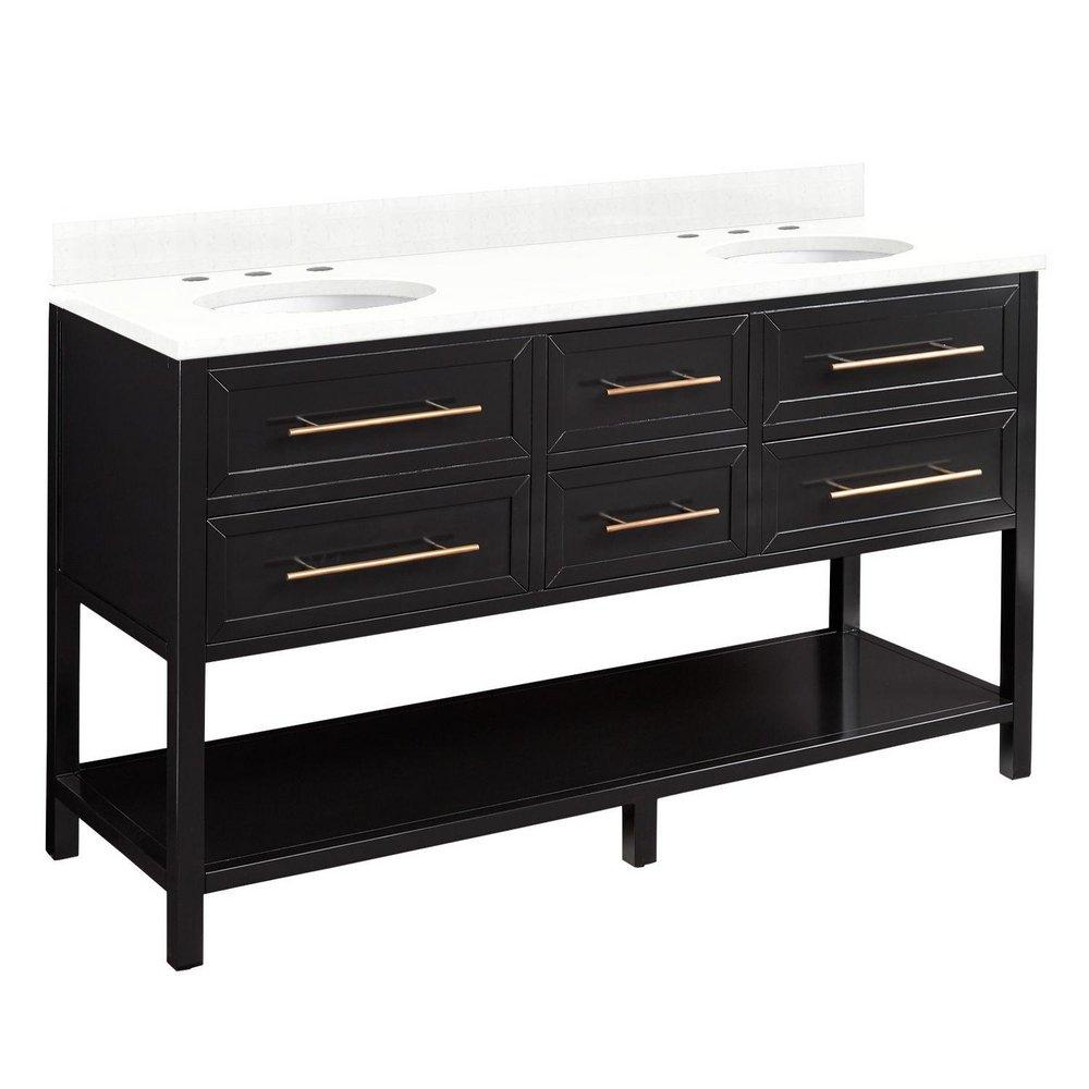 Signature Hardware Black 60 in. Floor Mount Vanity 