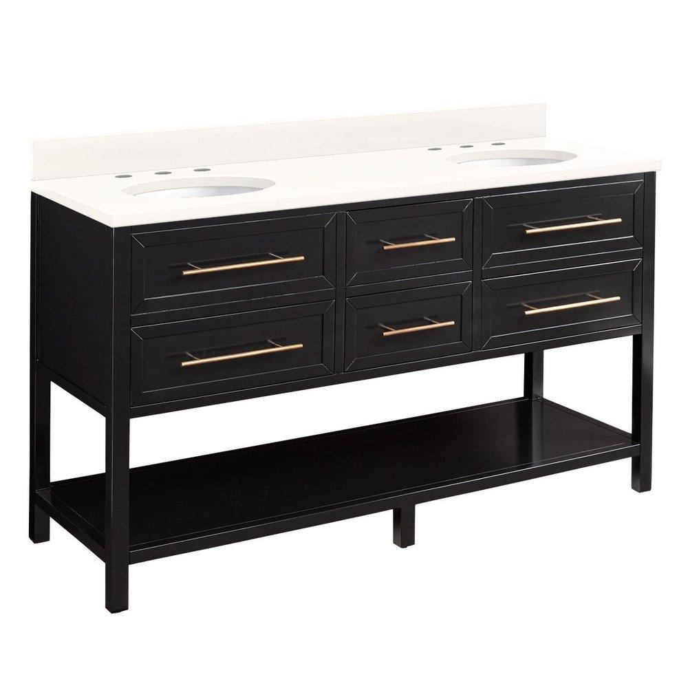 Signature Hardware Black 60 in. Floor Mount Vanity 