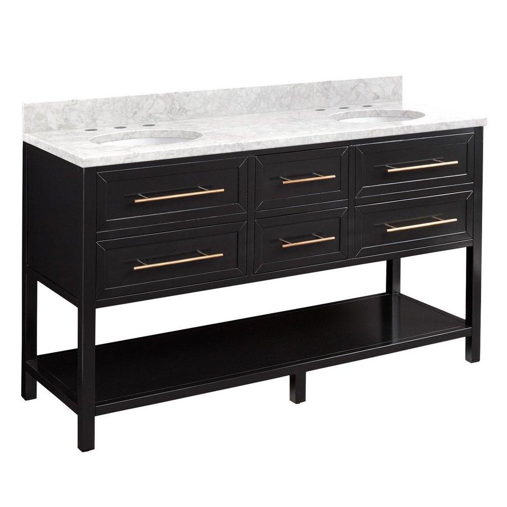 Signature Hardware Black 60 in. Floor Mount Vanity 