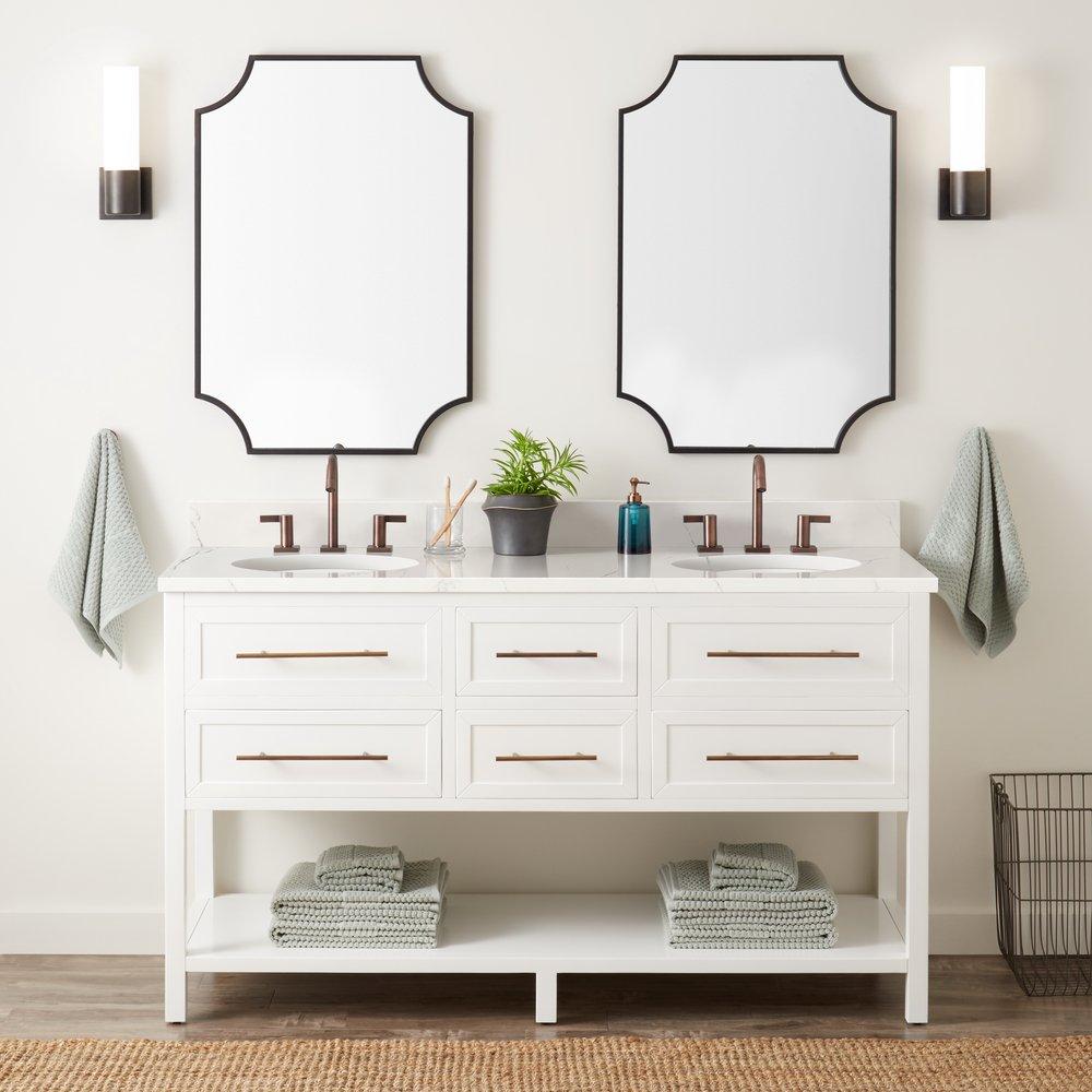 Signature Hardware Bright White 60 in. Floor Mount Vanity 