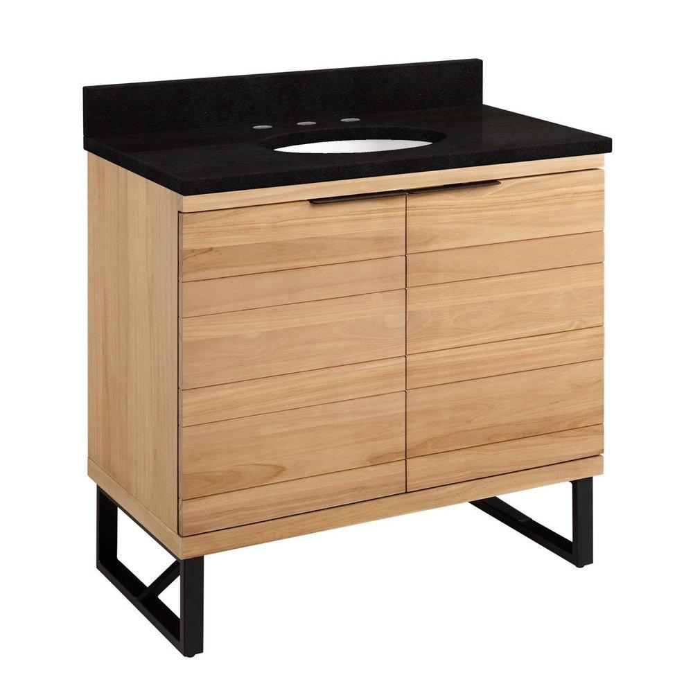 Signature Hardware Natural Teak 36 in. Floor Mount Vanity 