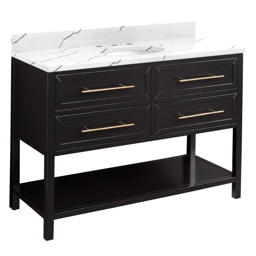 Signature Hardware Black 48 in. Floor Mount Vanity 