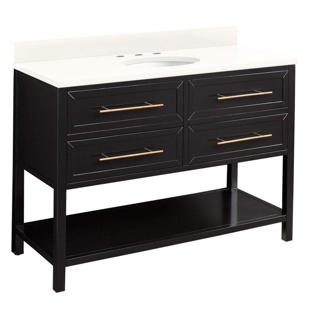 Signature Hardware Black 48 in. Floor Mount Vanity 