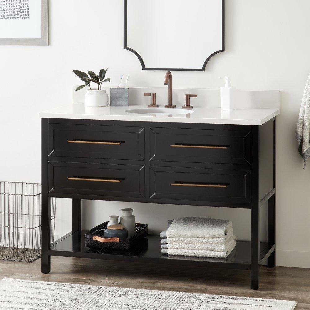 Signature Hardware Black 48 in. Floor Mount Vanity 