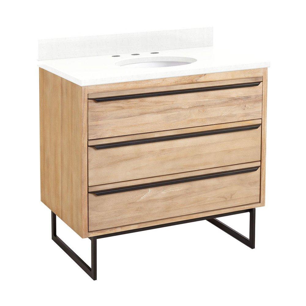 Signature Hardware Natural Teak 36 in. Floor Mount Vanity 