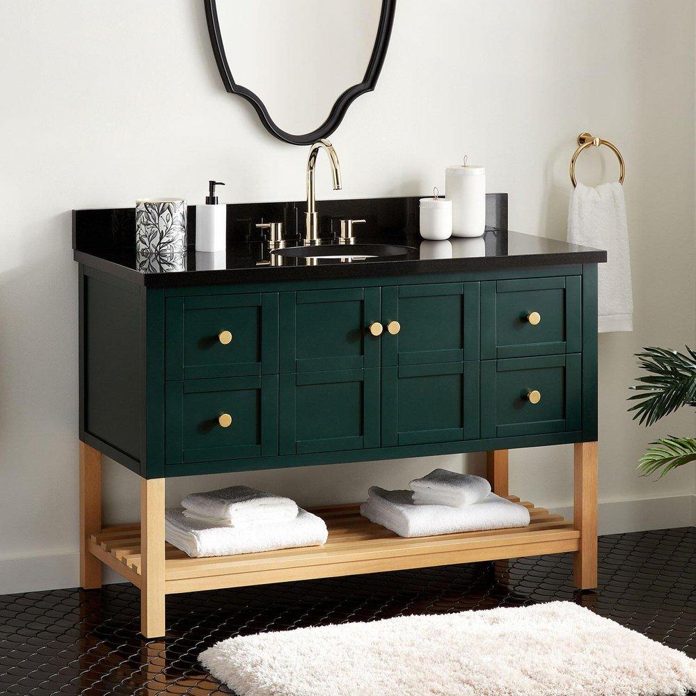 Signature Hardware Hunter Green/White 48 in. Floor Mount Vanity 