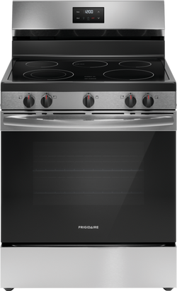 30" W Electric 5 Burner 5.3 Cu Ft Freestanding Range with Single Oven in Stainless Steel