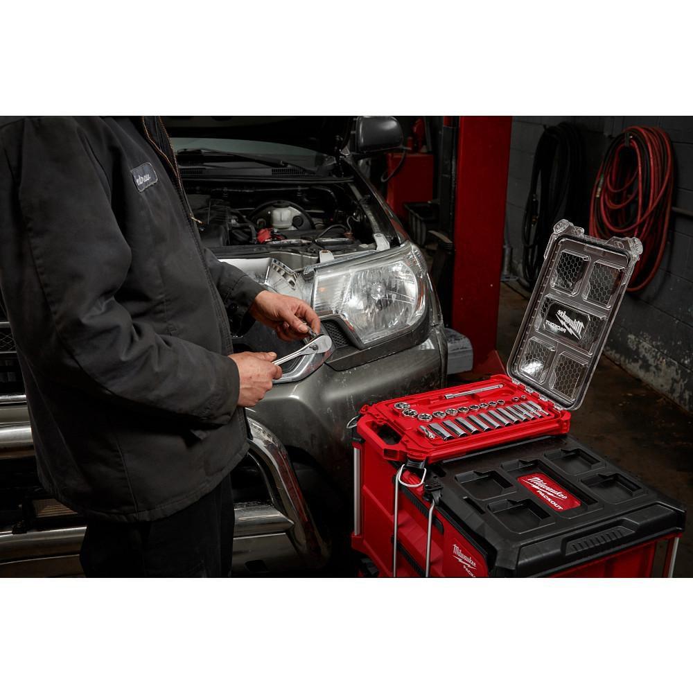 3/8 in. Drive 28 Piece SAE Ratchet & Socket Set with PACKOUT&trade; Low-Profile Compact Organizer 
