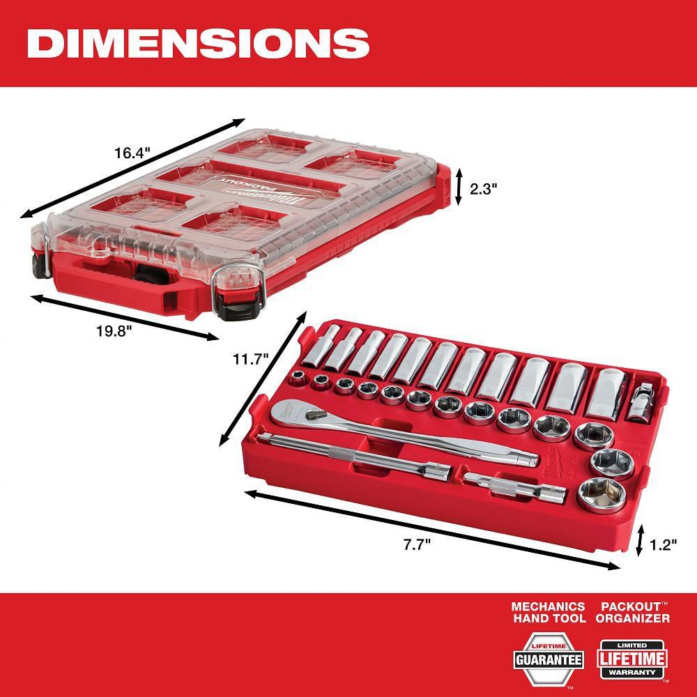 3/8 in. Drive 28 Piece SAE Ratchet & Socket Set with PACKOUT&trade; Low-Profile Compact Organizer 