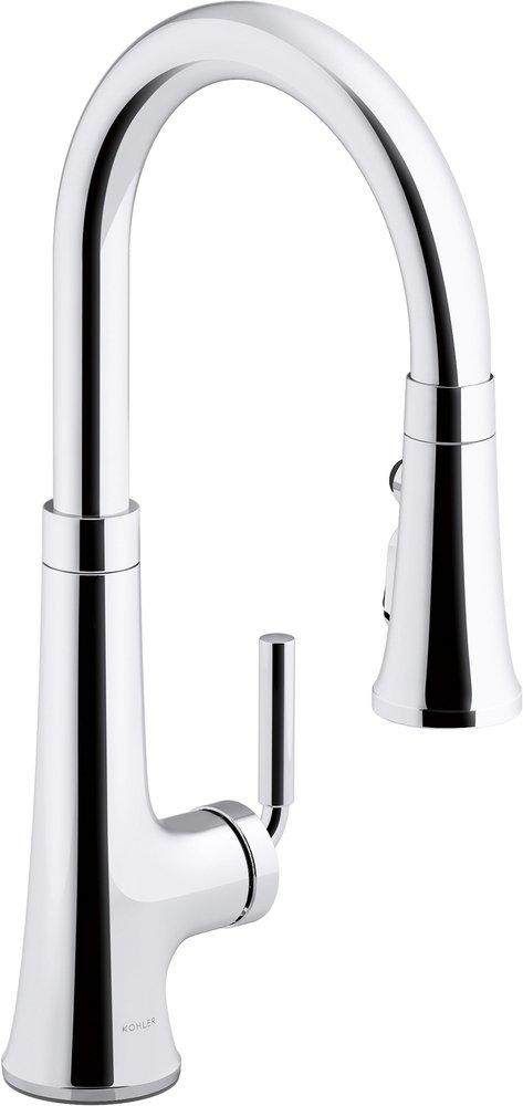 KOHLER Polished Chrome Single Handle Pull Down Kitchen Faucet 