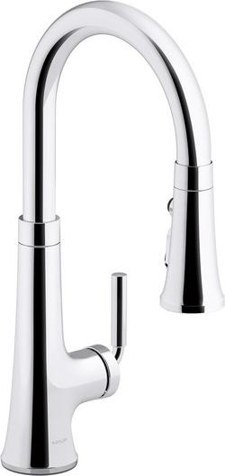 Single Handle Pull Down Kitchen Faucet in Polished Chrome