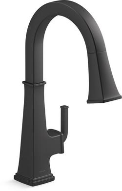 Single Handle Pull Down Kitchen Faucet in Matte Black