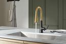 KOHLER Matte Black/Modern Brass Single Handle Pull Down Kitchen Faucet 