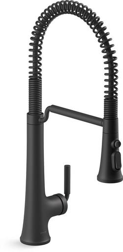 Single Handle Pull Down Kitchen Faucet in Matte Black