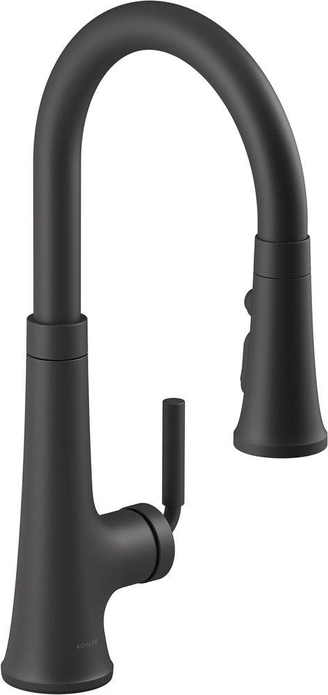KOHLER Matte Black Single Handle Pull Down Kitchen Faucet 