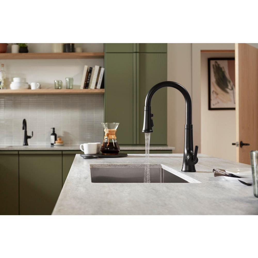 KOHLER Matte Black Single Handle Pull Down Kitchen Faucet 