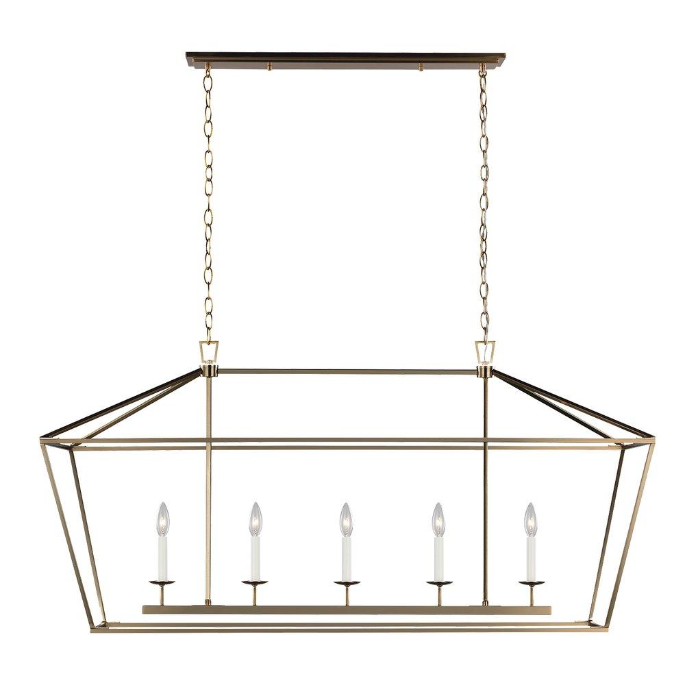 Visual Comfort & Co. Studio Satin Brass 24-19/50 x 16-22/25 in. 60W 1-Tier 5-Light Geometric and Transitional Chandelier 