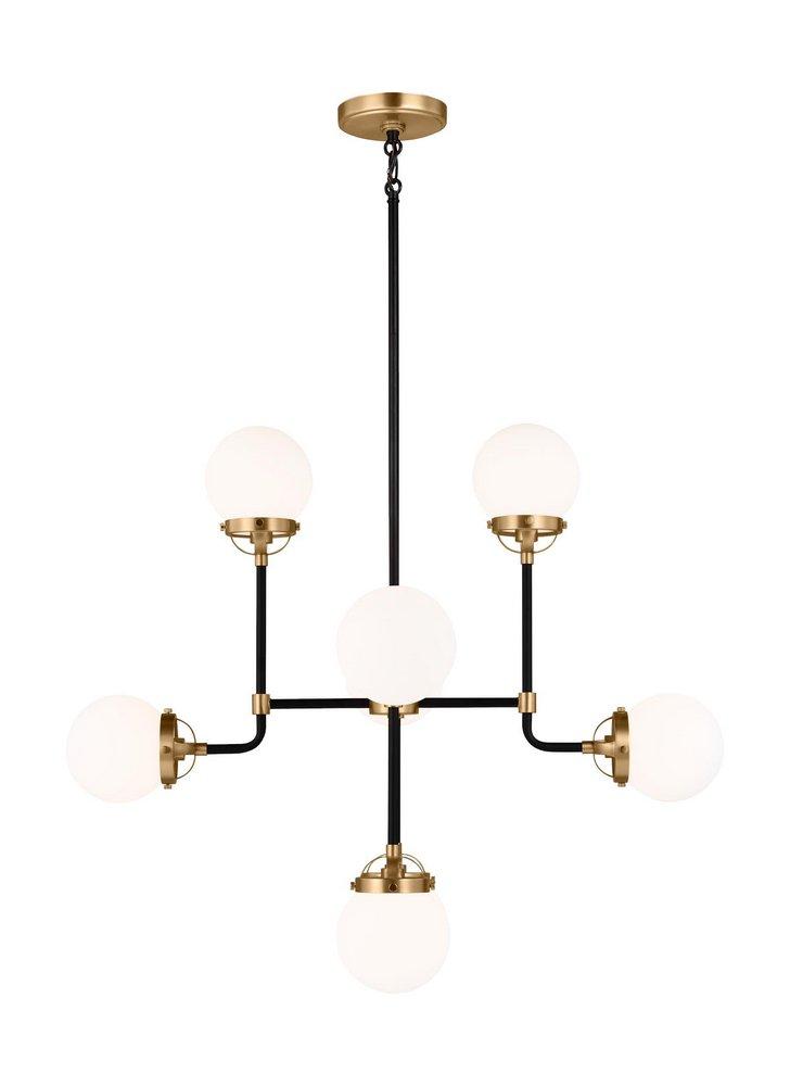 Visual Comfort & Co. Studio Satin Brass 27 in. 60W 3-Tier 8-Light Contemporary and Modern Chandelier 