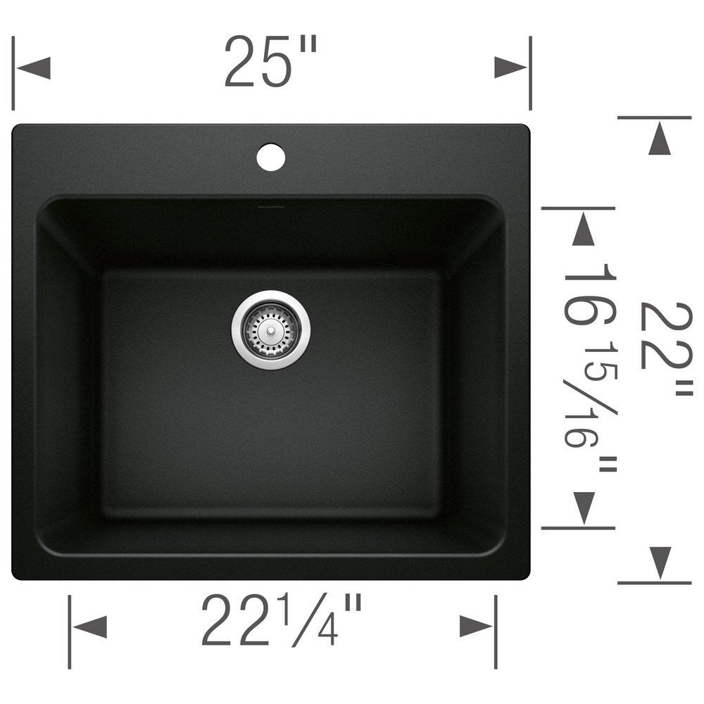 BLANCO Coal Black 25 x 22 in. Dual Mount Laundry Sink 