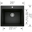 BLANCO Coal Black 25 x 22 in. Dual Mount Laundry Sink 