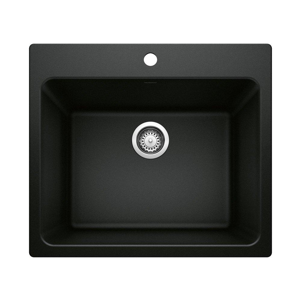 BLANCO Coal Black 25 x 22 in. Dual Mount Laundry Sink 