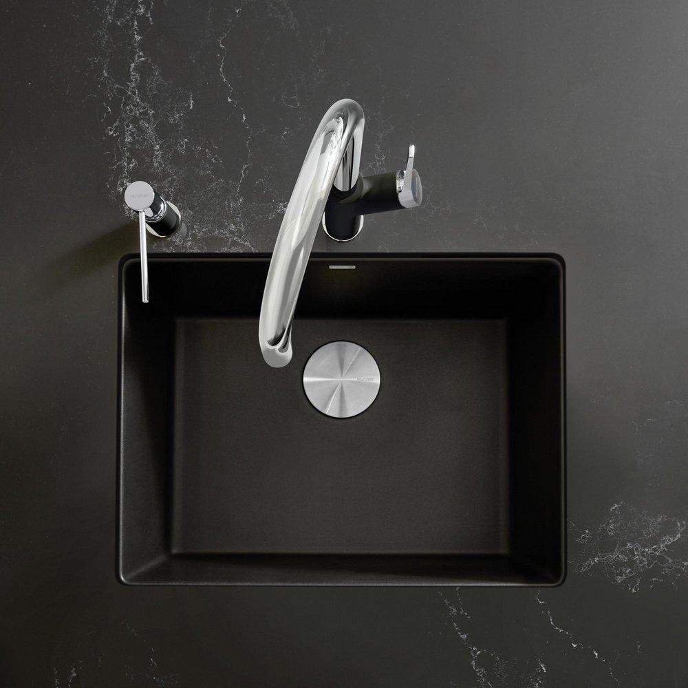 BLANCO Coal Black 23-7/16 x 17-3/4 in. No Hole Granite Composite Single Bowl Undermount Kitchen Sink 