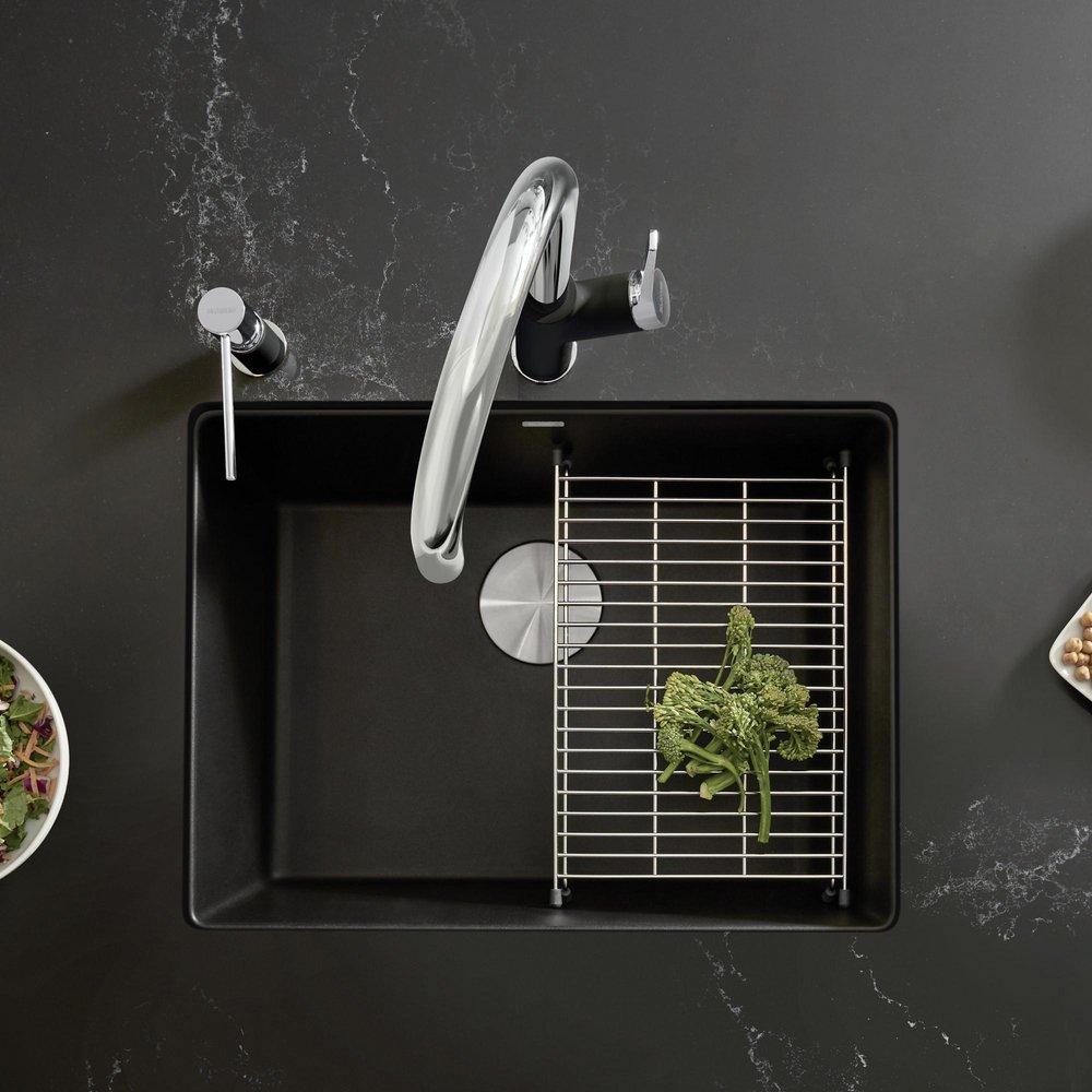 BLANCO Coal Black 23-7/16 x 17-3/4 in. No Hole Granite Composite Single Bowl Undermount Kitchen Sink 