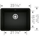 BLANCO Coal Black 23-7/16 x 17-3/4 in. No Hole Granite Composite Single Bowl Undermount Kitchen Sink 