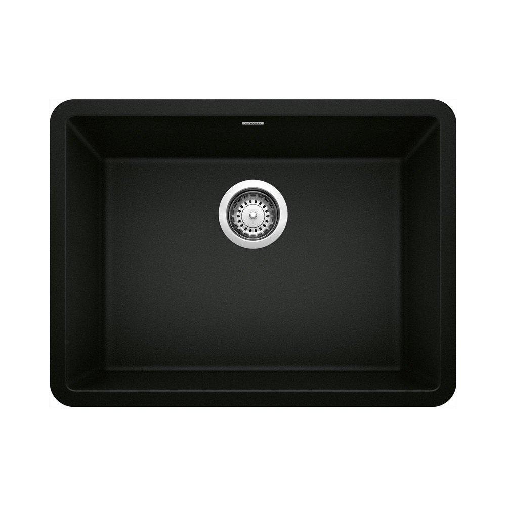 BLANCO Coal Black 23-7/16 x 17-3/4 in. No Hole Granite Composite Single Bowl Undermount Kitchen Sink 