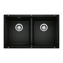 29-3/4 x 18-1/8 in. No Hole Granite Composite Double Bowl Undermount Kitchen Sink in Coal Black