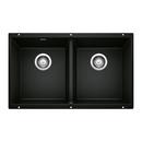 29-3/4 in. Undermount Silgranit Double Bowl Kitchen Sink in Coal Black