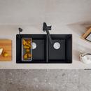 BLANCO Coal Black 33 x 18 in. No Hole Granite Composite Double Bowl Undermount Kitchen Sink 