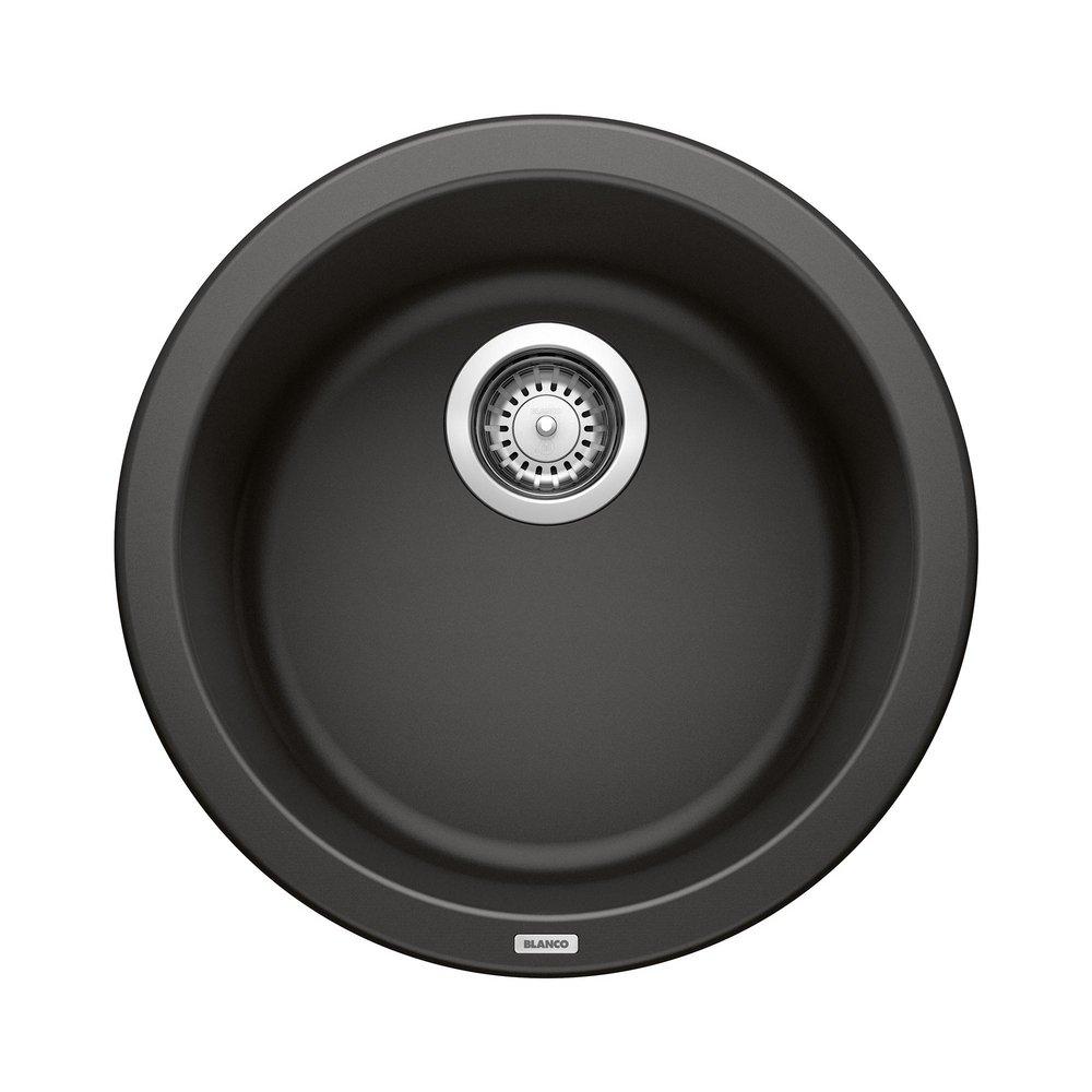 BLANCO Coal Black 17-3/4 x 17-3/4 in. 1-Hole Dual Mount Granite Composite Bar Sink 