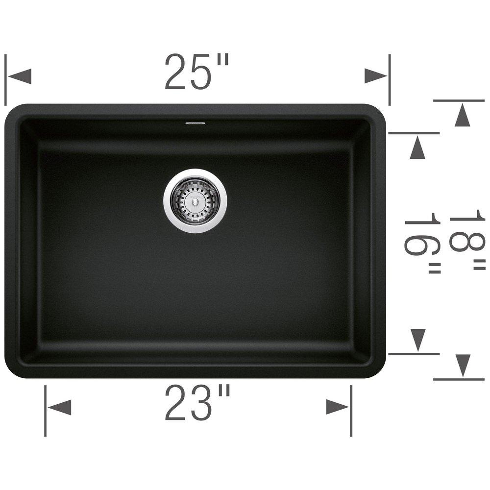 BLANCO Coal Black 25 x 18 in. No Hole Granite Composite Single Bowl Undermount Kitchen Sink 