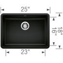 BLANCO Coal Black 25 x 18 in. No Hole Granite Composite Single Bowl Undermount Kitchen Sink 