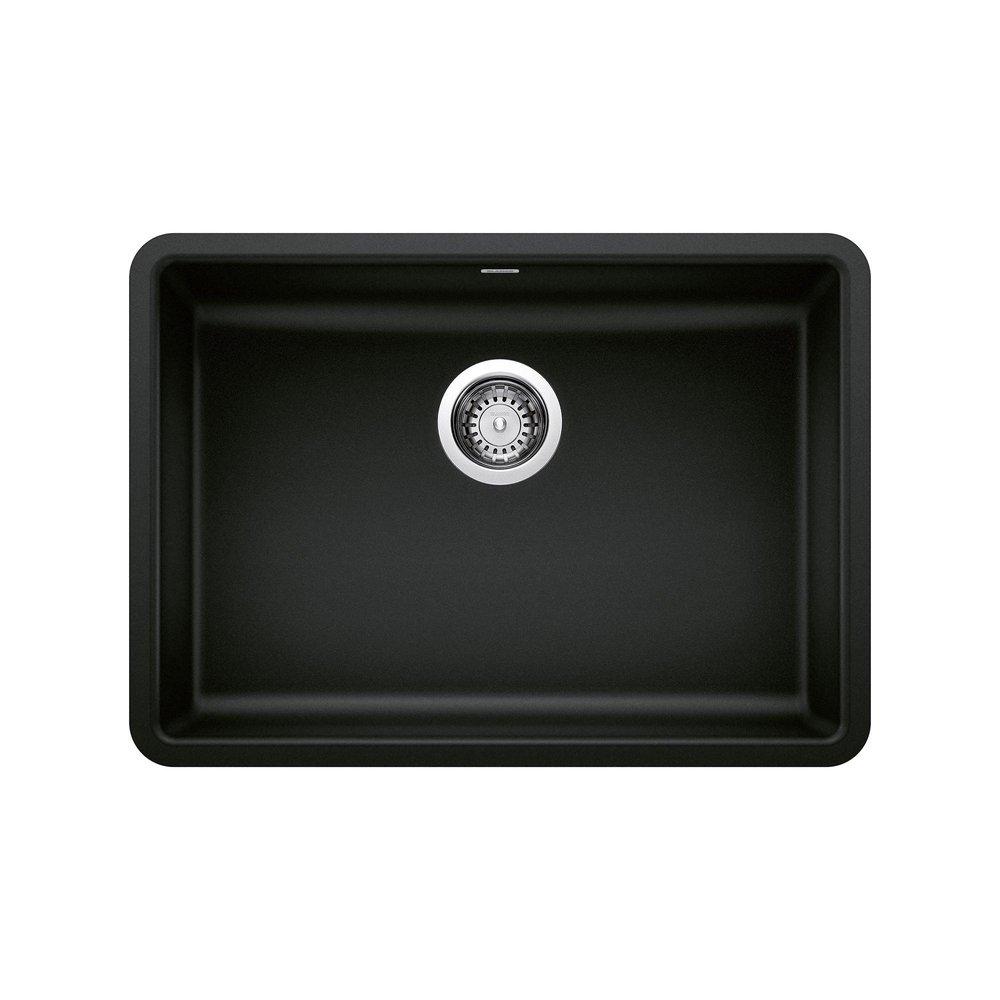 BLANCO Coal Black 25 x 18 in. No Hole Granite Composite Single Bowl Undermount Kitchen Sink 