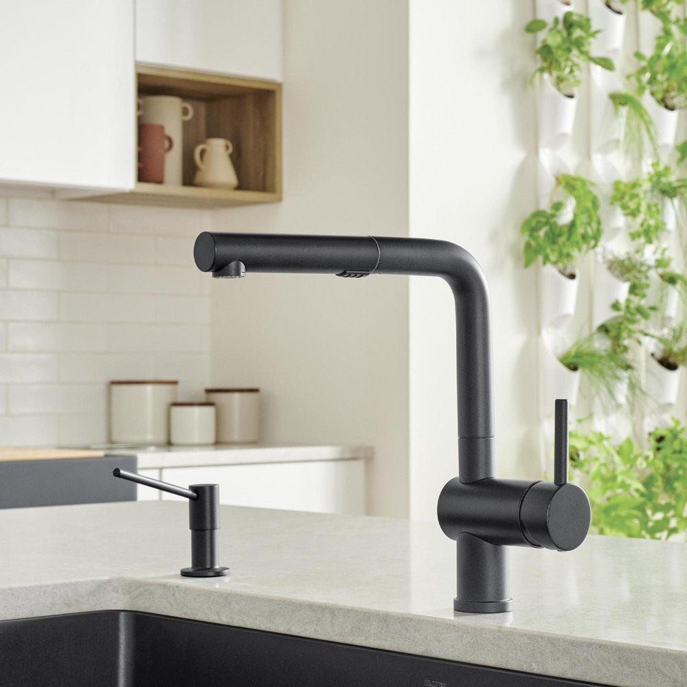 BLANCO Coal Black Single Handle Pull Out Kitchen Faucet 