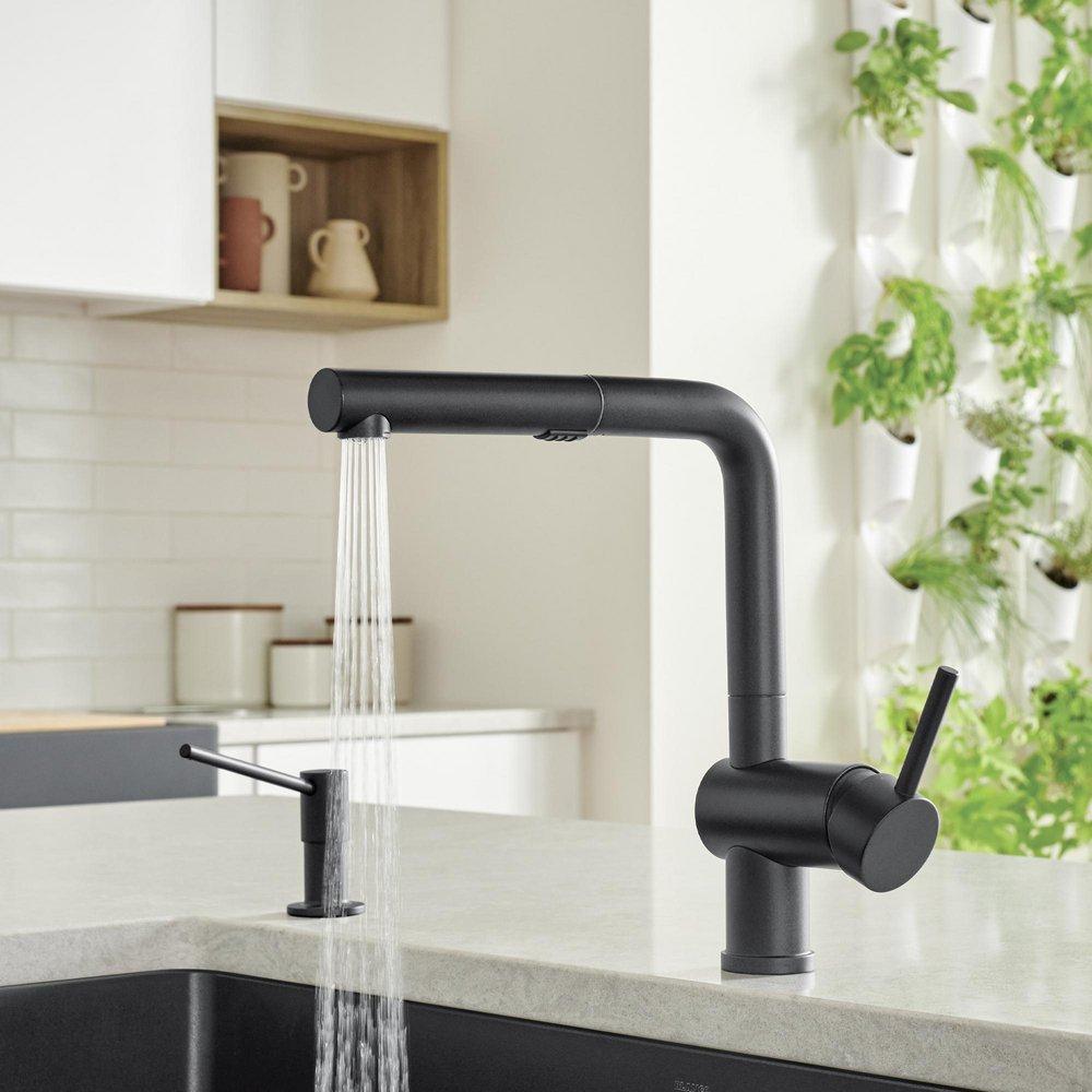 BLANCO Coal Black Single Handle Pull Out Kitchen Faucet 