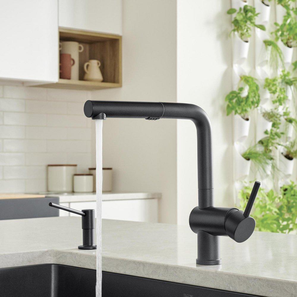 BLANCO Coal Black Single Handle Pull Out Kitchen Faucet 