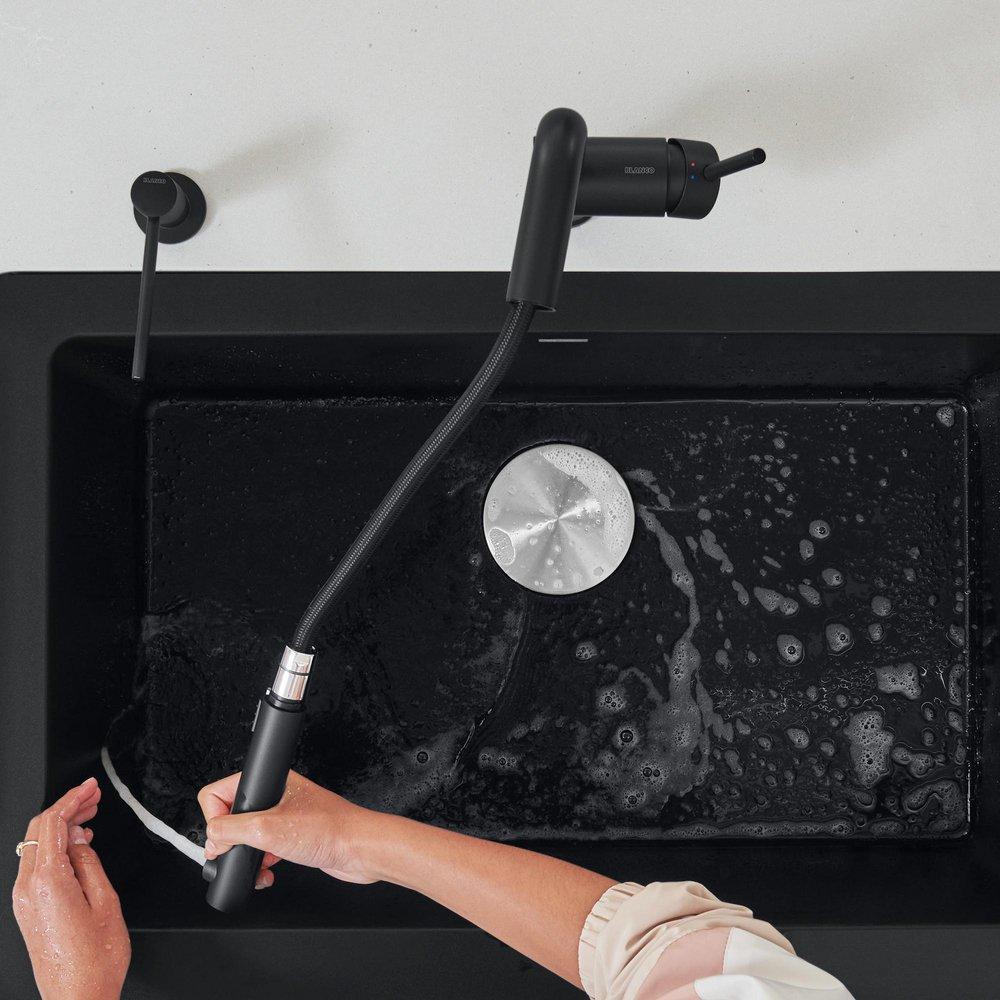 BLANCO Coal Black Single Handle Pull Out Kitchen Faucet 