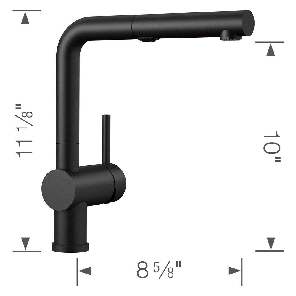BLANCO Coal Black Single Handle Pull Out Kitchen Faucet 