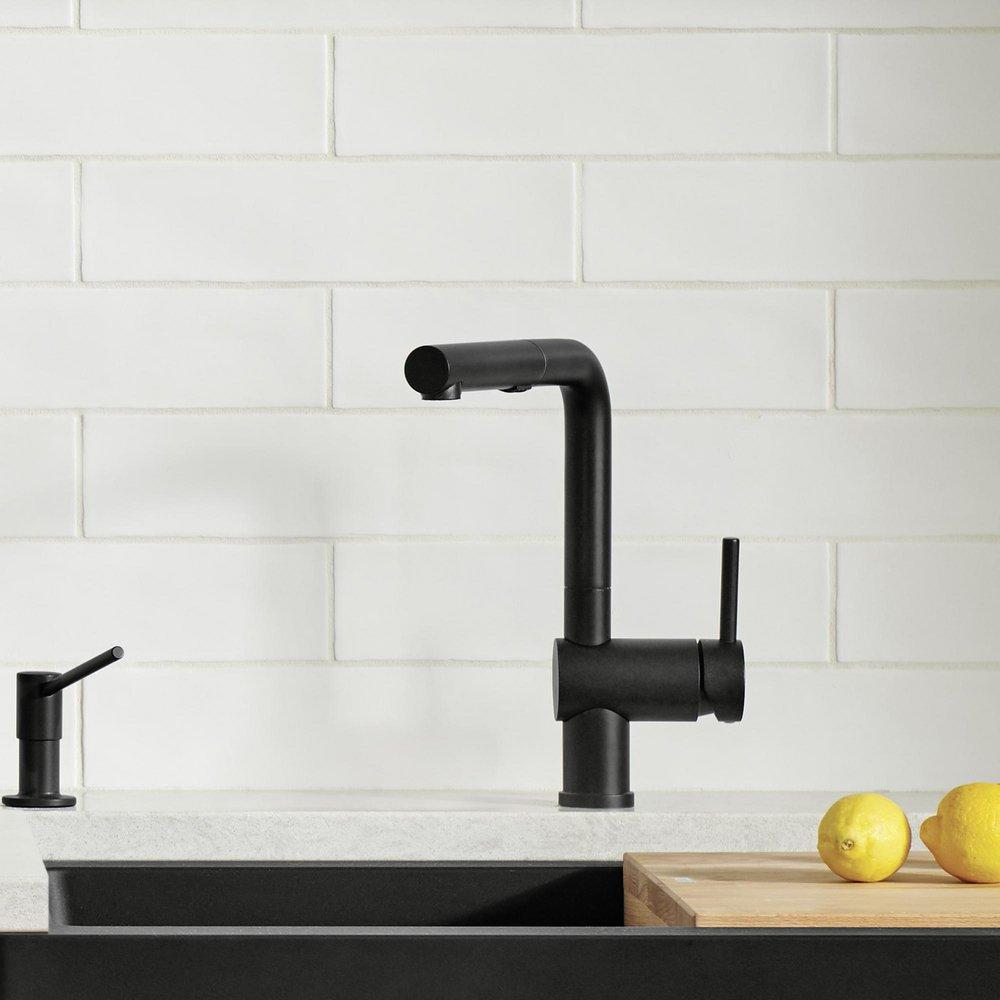 BLANCO Coal Black Single Handle Pull Out Kitchen Faucet 