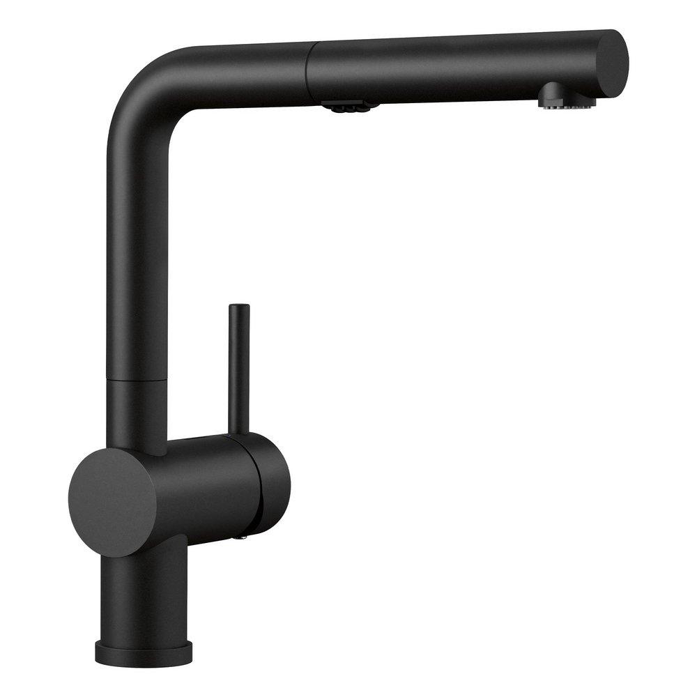 BLANCO Coal Black Single Handle Pull Out Kitchen Faucet 