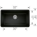BLANCO Coal Black 32 x 19 in. No Hole Granite Composite Single Bowl Undermount Kitchen Sink 