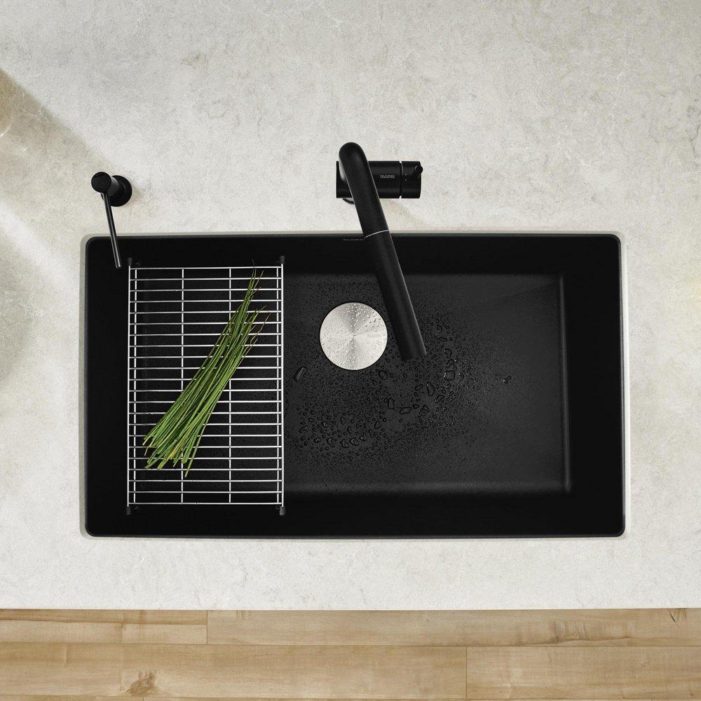 BLANCO Coal Black 32 x 19 in. No Hole Granite Composite Single Bowl Undermount Kitchen Sink 