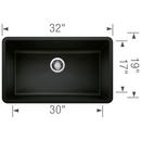 BLANCO Coal Black 32 x 19 in. No Hole Granite Composite Single Bowl Undermount Kitchen Sink 