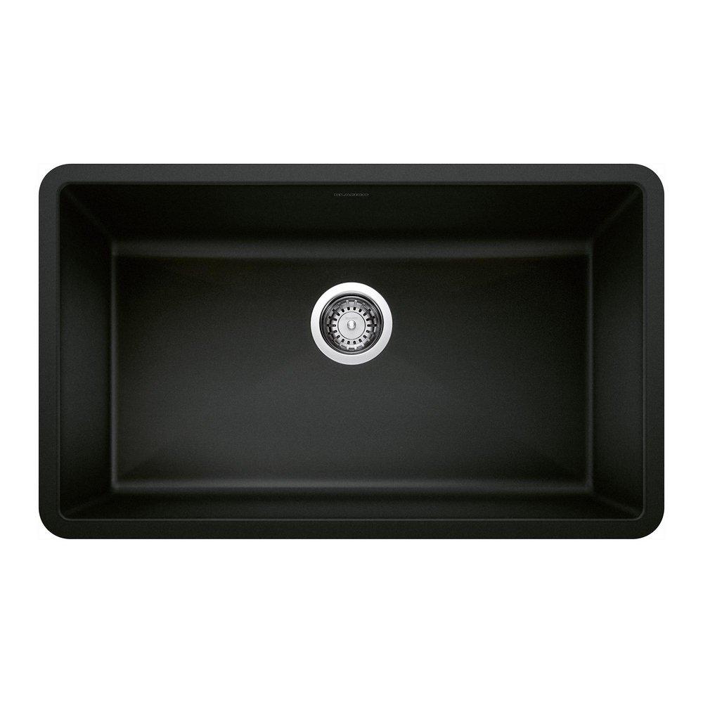 BLANCO Coal Black 32 x 19 in. No Hole Granite Composite Single Bowl Undermount Kitchen Sink 