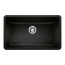 32 x 19 in. No Hole Granite Composite Single Bowl Undermount Kitchen Sink in Coal Black