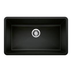 32 in. Undermount Silgranit Single Bowl Kitchen Sink in Coal Black